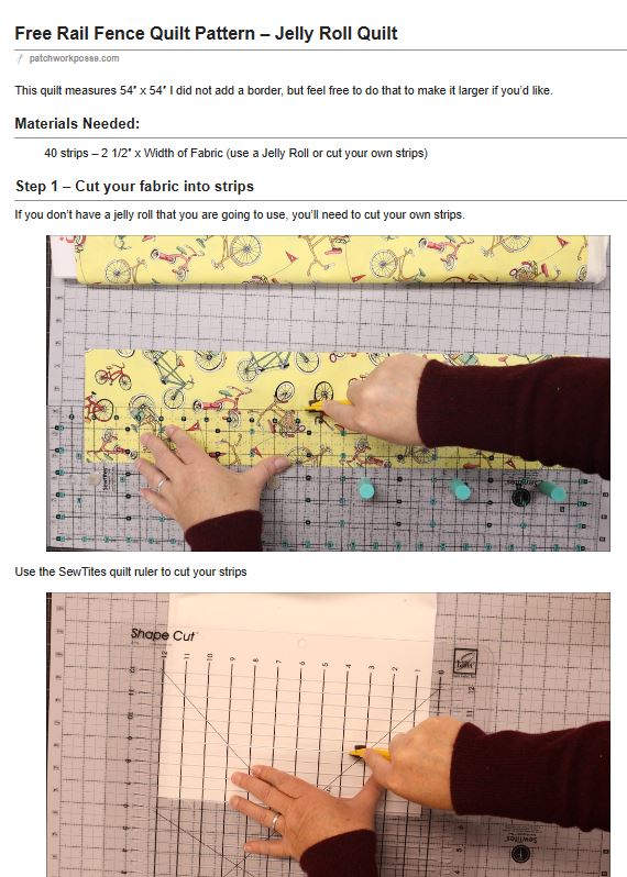 Rail Fence Quilt Pattern - pdf tutorial