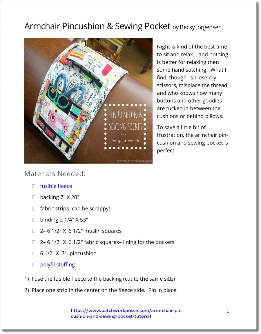 Printable Chair Pincushion Pattern Printable Chair Pincushion Pattern