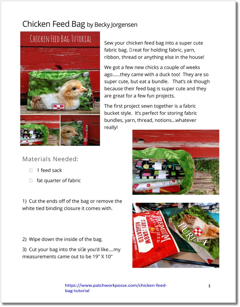 Chicken Feed Bag - pdf tutorial