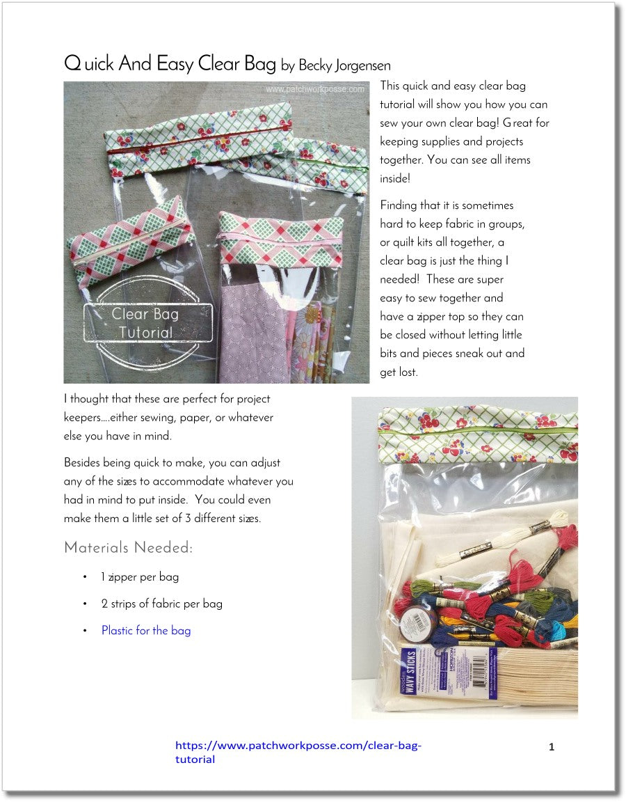 Sewing Pattern Clear Vinyl Bags With Zipper Clear Zipper Bag Pdf