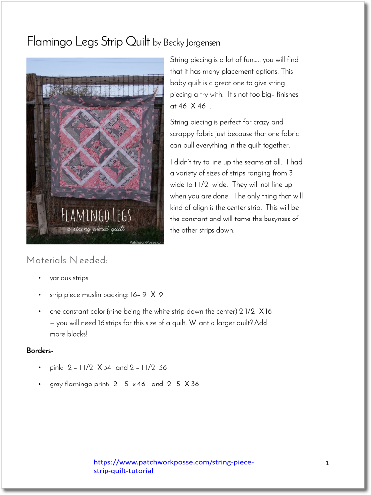 Flamingo Legs Quilt - pdf tutorial