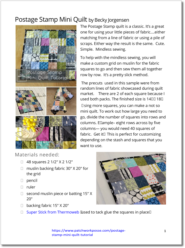 Stamp Quilt - pdf tutorial