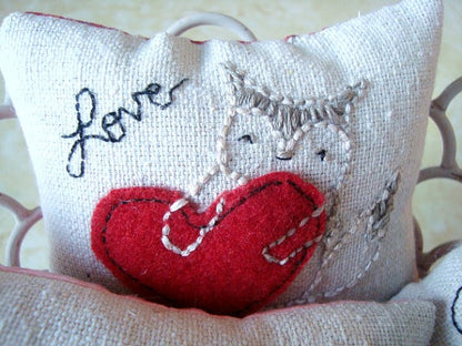 Love Embroidery Mini Pillows