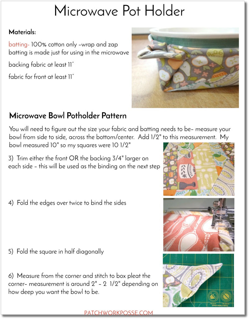 Microwave Potholder - pdf tutorial