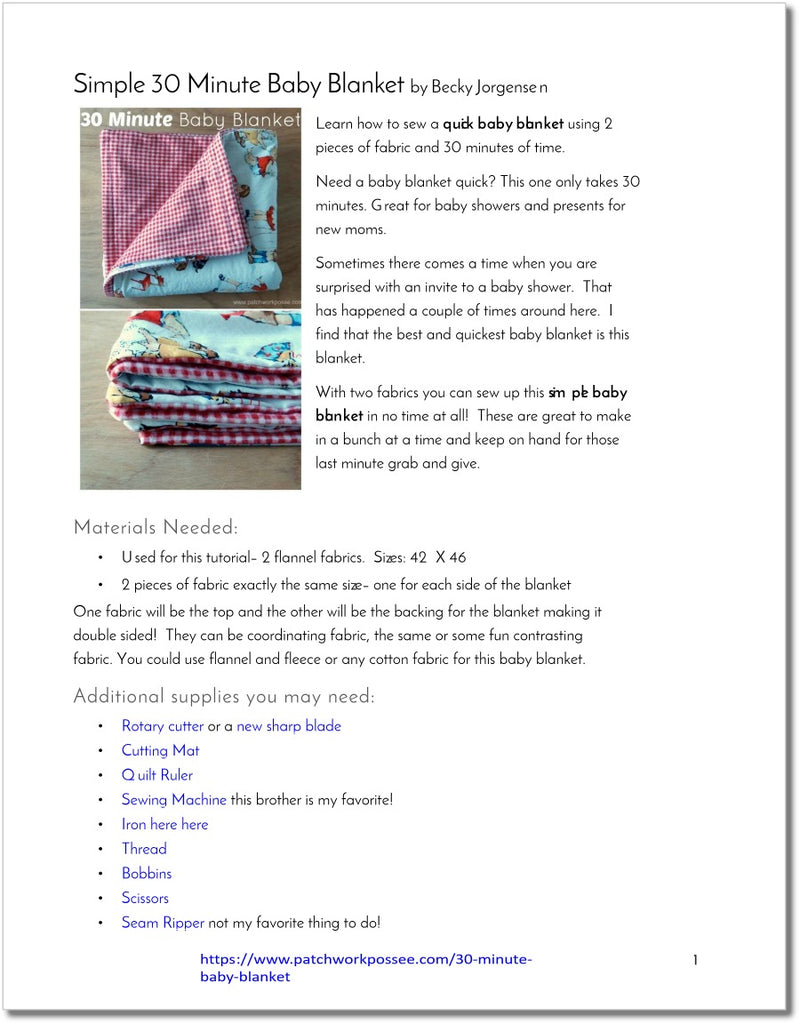 Simple Baby Blanket - pdf tutorial