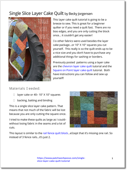 Single Slice Quilt - pdf tutorial