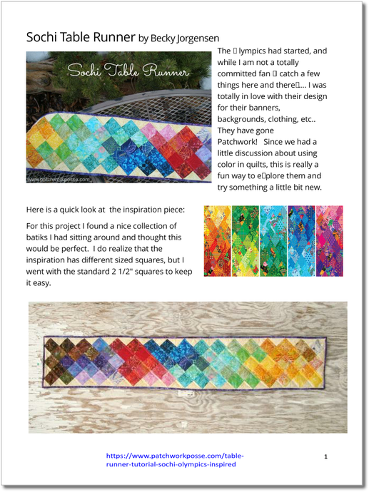 Sochi Table Runner - pdf tutorial