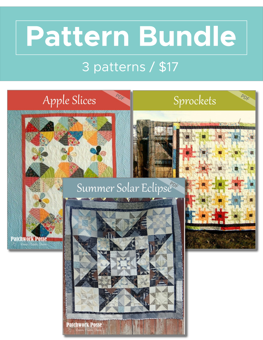 Solar Eclipse, Sprockets, Apple Slice Pattern Bundle – Patchwork Posse