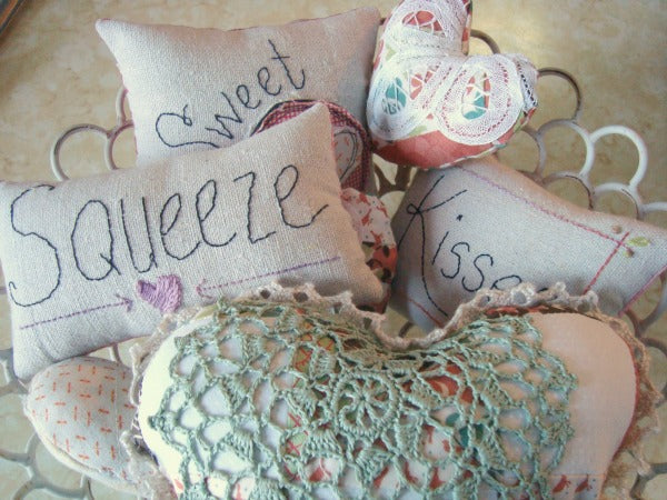 Love Embroidery Mini Pillows